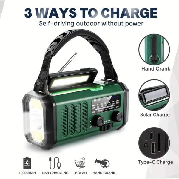 1743912602056 Lámpara Radio Pro Carga de Celular Solar/Dinamo 10000 mAh