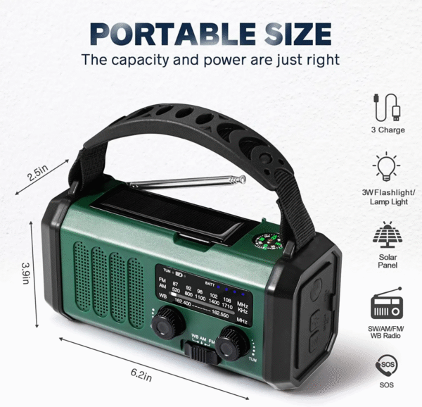 1743912612569 Lámpara Radio Pro Carga de Celular Solar/Dinamo 10000 mAh